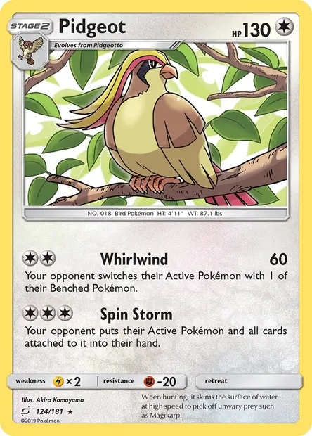 Pidgeot, Pokémon card TEU 124 — Team Up set