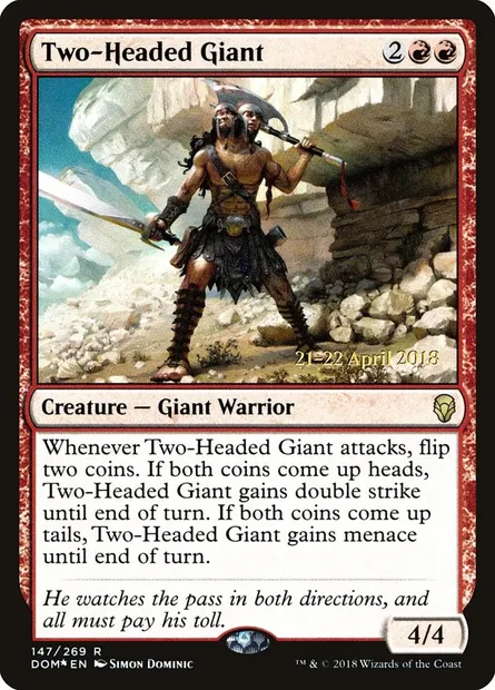 Géant bicéphale, carte Magic PDOM 147s — extension Dominaria Promos