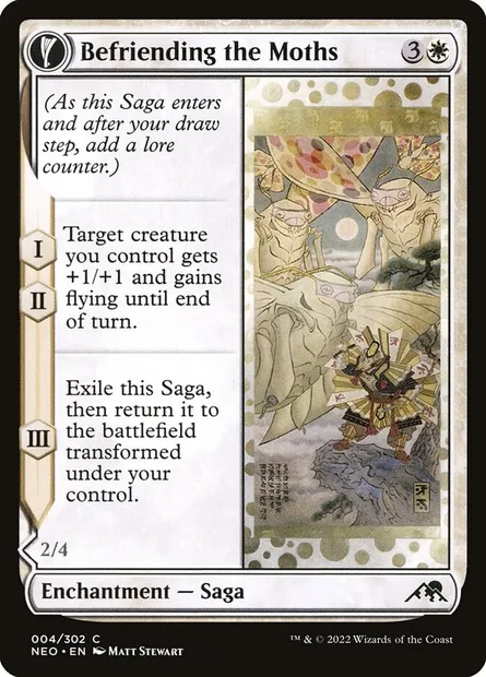 Befriending the Moths // Imperial Moth, Magic card NEO 4 — Kamigawa: Neon Dynasty set