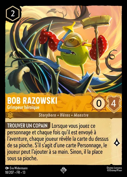 Bob Razowski - Grimpeur héroïque, carte Disney Lorcana CH13-018 — extension Invasion Epineuse!