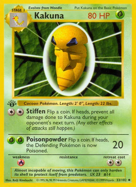 Kakuna, Pokémon card BS 33 — Base Set set