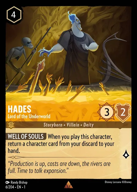 Hades - Lord of the Underworld, Disney Lorcana card CH1-006 — The First Chapter set