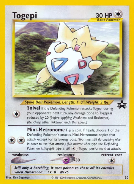 Togepi, Pokémon card WP 30 — Wizards Black Star Promos set