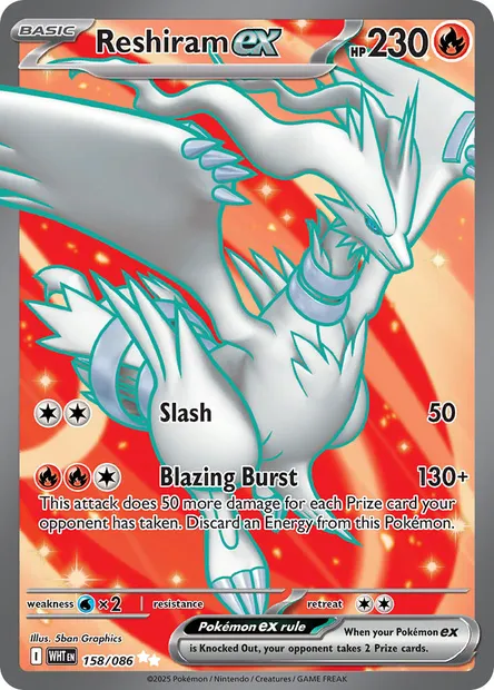 Reshiram ex, Pokémon card WHT 158 — White Flare set