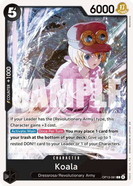 Koala, One Piece card OP13-081 — CARRYING ON HIS WILL set