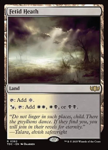 Fetid Heath, Magic card TDC 362 — Tarkir: Dragonstorm Commander set