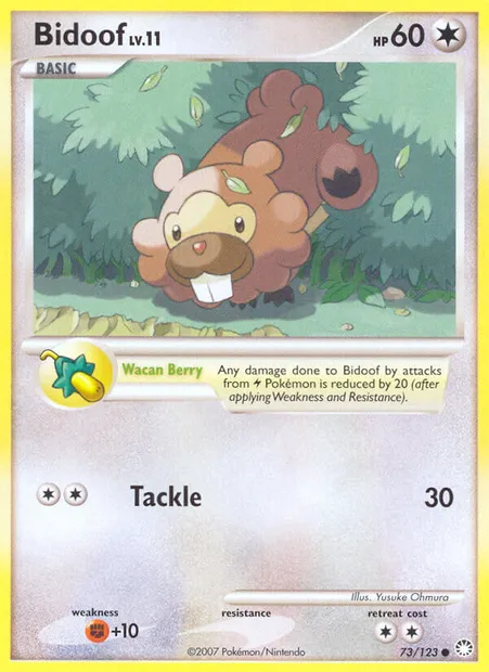 Bidoof, Pokémon card MT 73 — Mysterious Treasures set