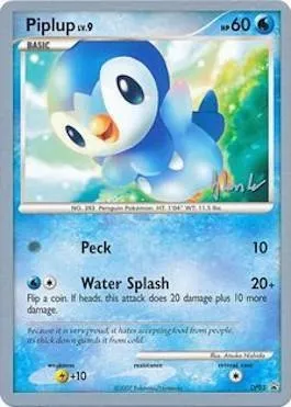 Piplup Lv.9, carte Pokémon WCD08 DP03 — extension World Championship Decks 2008