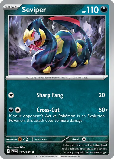 Seviper, Pokémon card PAL 137 — Paldea Evolved set