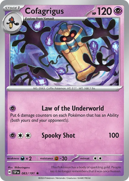 Cofagrigus, Pokémon card SSP 083 — Surging Sparks set