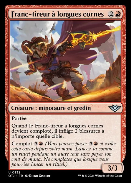 Franc-tireur à longues cornes, carte Magic OTJ 132 — extension Outlaws of Thunder Junction