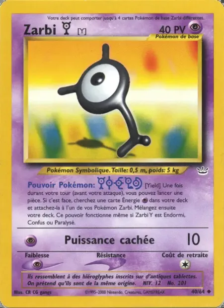 Zarbi Y, carte Pokémon NR 40 — extension Neo Revelation