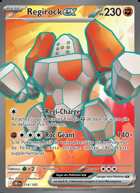 Regirock-ex, carte Pokémon DRI 214 — extension Rivalités Destinées
