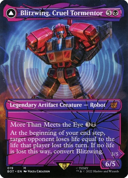 Blitzwing, Cruel Tormentor // Blitzwing, Adaptive Assailant, Magic card BOT 19 — Transformers set