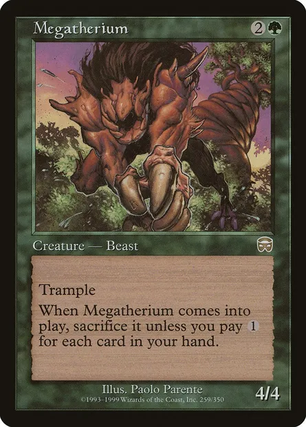 Mégathérium, carte Magic MMQ 259 — extension Masques de Mercadia