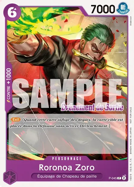 Roronoa Zoro, carte One Piece P-045 — extension Carte promo