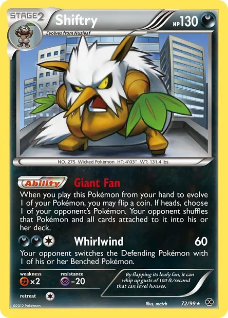 Shiftry, Pokémon card NXD 72 — Next Destinies set