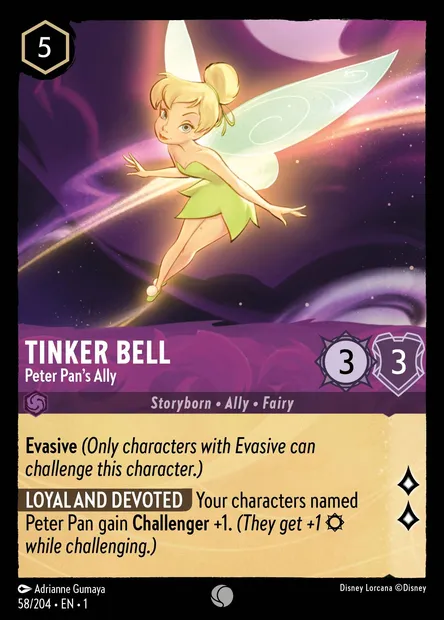 Tinker Bell - Peter Pan's Ally, Disney Lorcana card CH1-058 — The First Chapter set