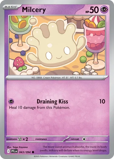 Milcery, Pokémon card PFL 043 — Phantasmal Flames set