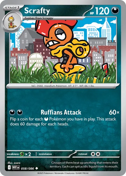 Scrafty, Pokémon card WHT 058 — White Flare set