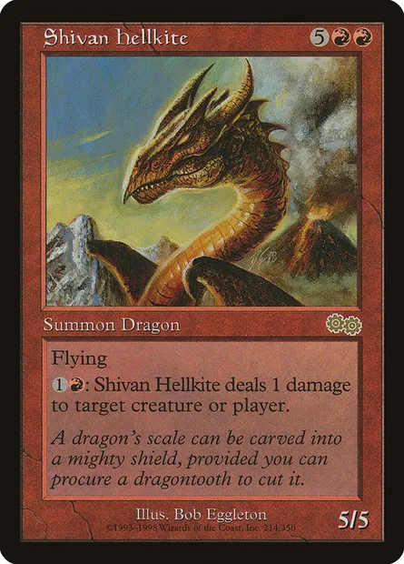 Shivan Hellkite, Magic card USG 214 — Urza's Saga set