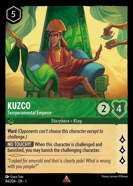 Kuzco - Temperamental Emperor, Disney Lorcana card CH1-084 — The First Chapter set