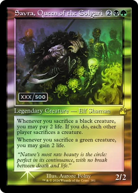 Savra, Reine des Golgari, carte Magic RVR 381z — extension Ravnica Remastered