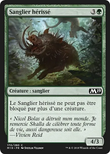 Sanglier hérissé, carte Magic M19 170 — extension Core Set 2019