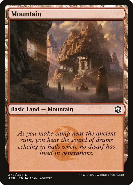 Mountain, Magic card AFR 277 — Adventures in the Forgotten Realms set