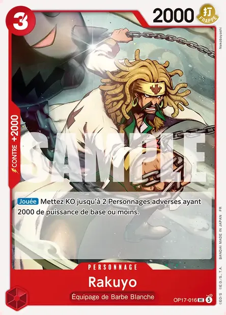 Rakuyo, carte One Piece OP17-016 — extension LES GUERRIERS LES PLUS PUISSANTS AU MONDE