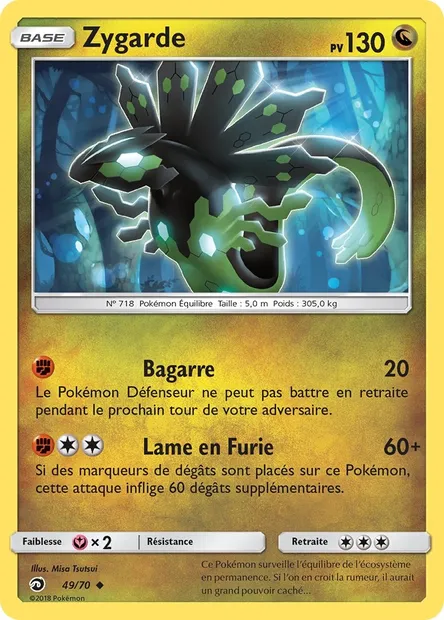 Zygarde, carte Pokémon DRM 49 — extension Majesté Des Dragons