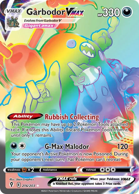 Garbodor VMAX, Pokémon card EVS 216 — Evolving Skies set