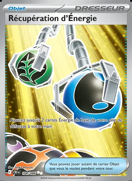 Récupération d'Énergie, carte Pokémon CRI 108 — extension Chaos Ascendant