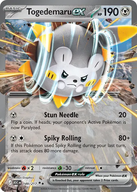 Togedemaru ex, Pokémon card ASC 149 — Ascended Heroes set