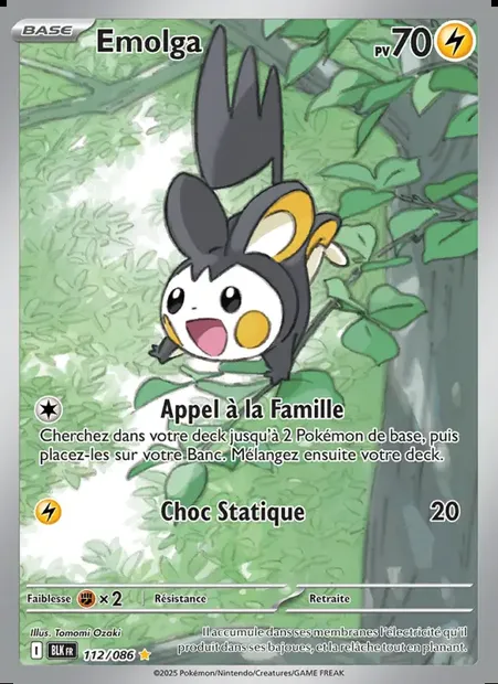 Emolga, carte Pokémon BLK 112 — extension Foudre Noire