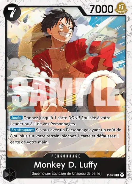 Monkey D. Luffy, carte One Piece P-075 — extension Carte promo