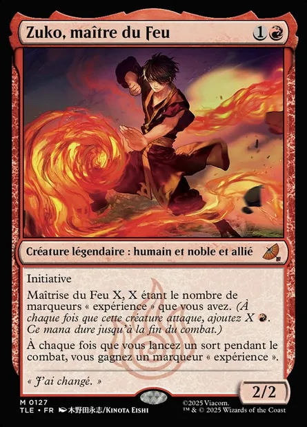 Zuko, maître du Feu, carte Magic TLE 127 — extension Avatar: The Last Airbender Eternal