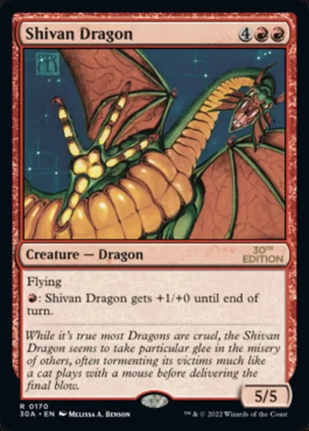 Shivan Dragon, Magic card 30A 170 — 30th Anniversary Edition set