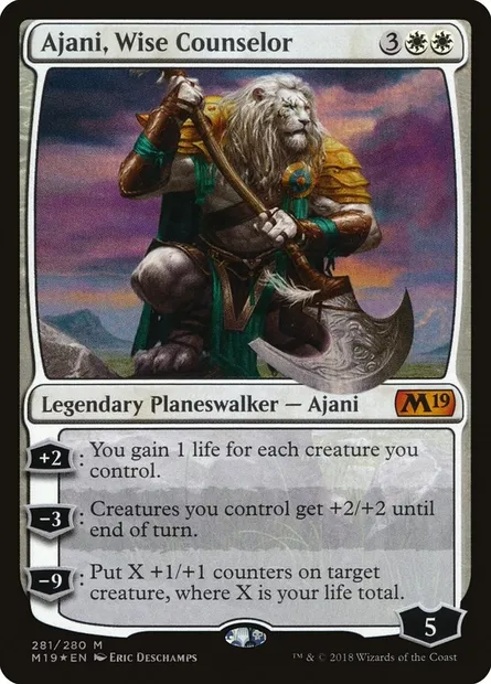 Ajani, Wise Counselor, Magic card M19 281 — Core Set 2019 set