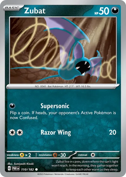 Zubat, Pokémon card PAR 110 — Paradox Rift set