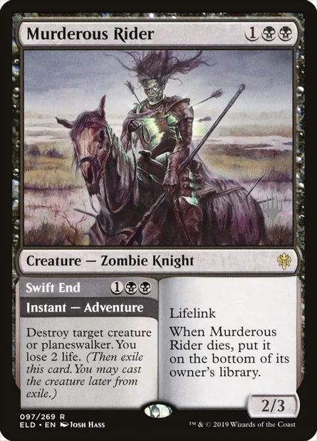 Murderous Rider // Swift End, Magic card PELD 97p — Throne of Eldraine Promos set