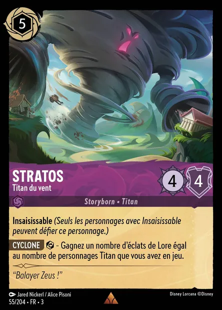 Stratos - Titan du vent, carte Disney Lorcana CH3-055 — extension Les Terres d'Encres