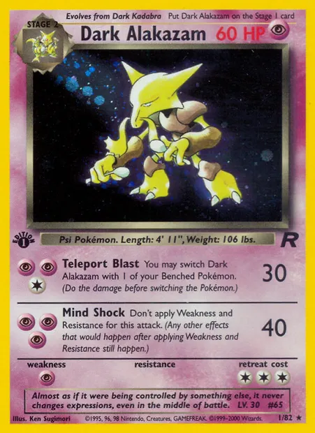 Dark Alakazam, Pokémon card TR 1 — Team Rocket set