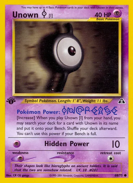 Unown [I], Pokémon card ND 68 — Neo Discovery set