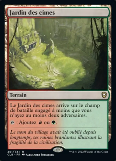 Jardin des cimes, carte Magic CLB 361 — extension Commander Légendes : la bataille de la Porte de Baldur