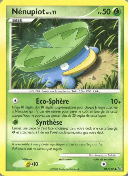 Nénupiot, carte Pokémon PL 81 — extension Platine