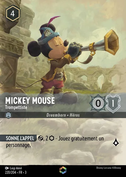 Mickey Mouse - Trompettiste, carte Disney Lorcana CH3-220 — extension Les Terres d'Encres