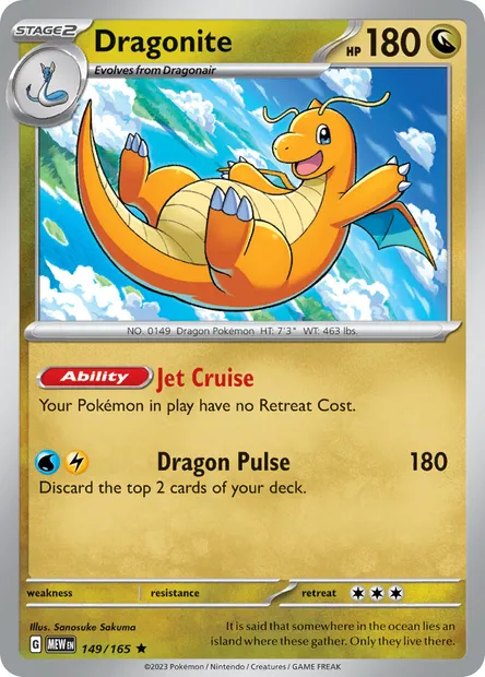 Dragonite, Pokémon card MEW 149 — 151 set