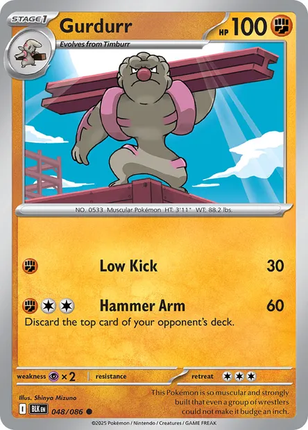 Gurdurr, Pokémon card BLK 048 — Black Bolt set