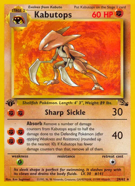 Kabutops, Pokémon card FO 24 — Fossil set